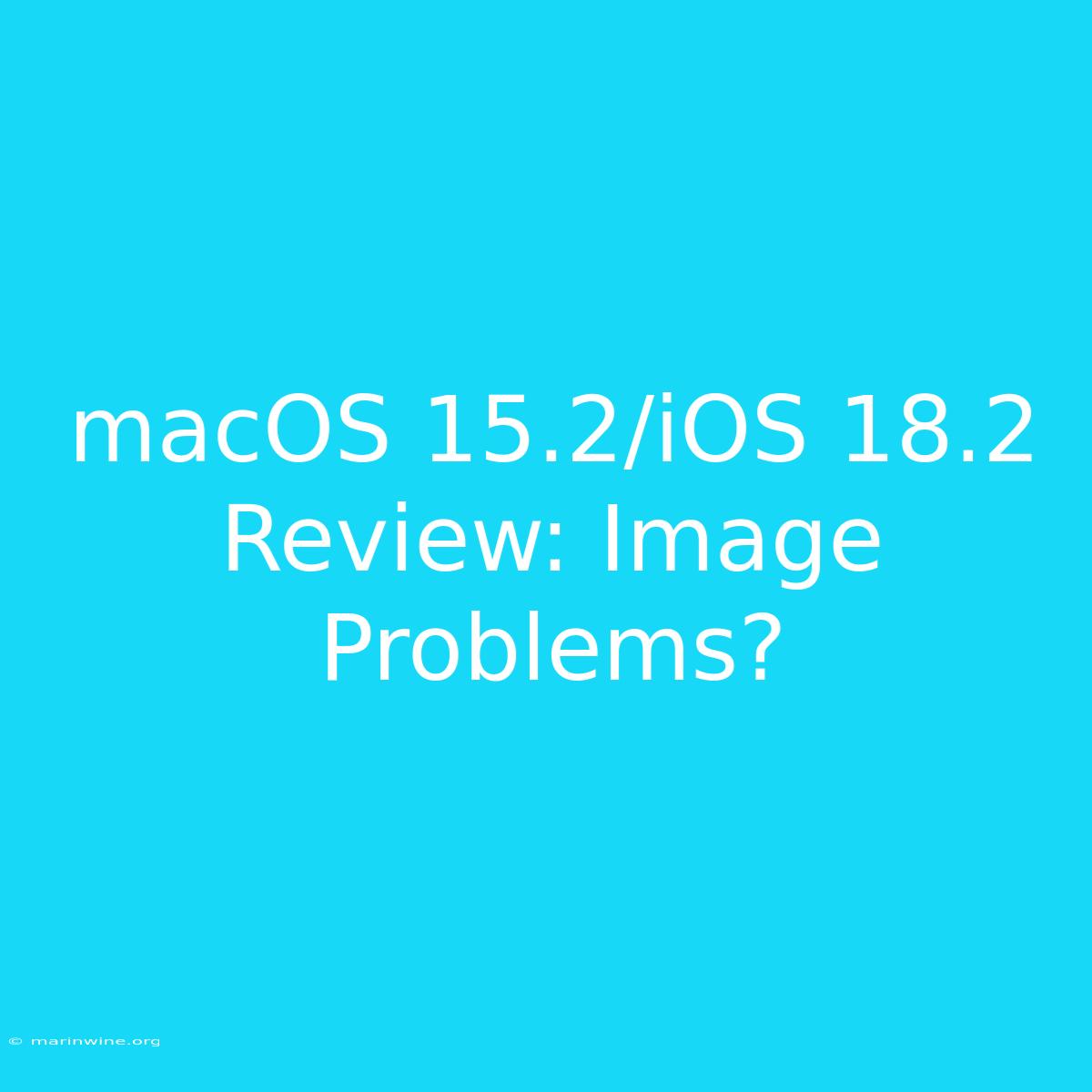 MacOS 15.2/iOS 18.2 Review: Image Problems?