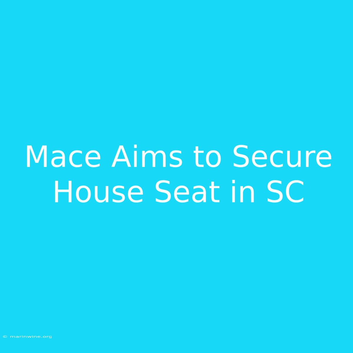 Mace Aims To Secure House Seat In SC