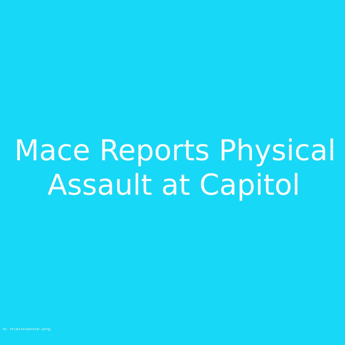 Mace Reports Physical Assault At Capitol