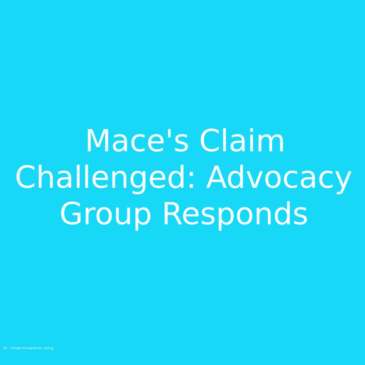 Mace's Claim Challenged: Advocacy Group Responds