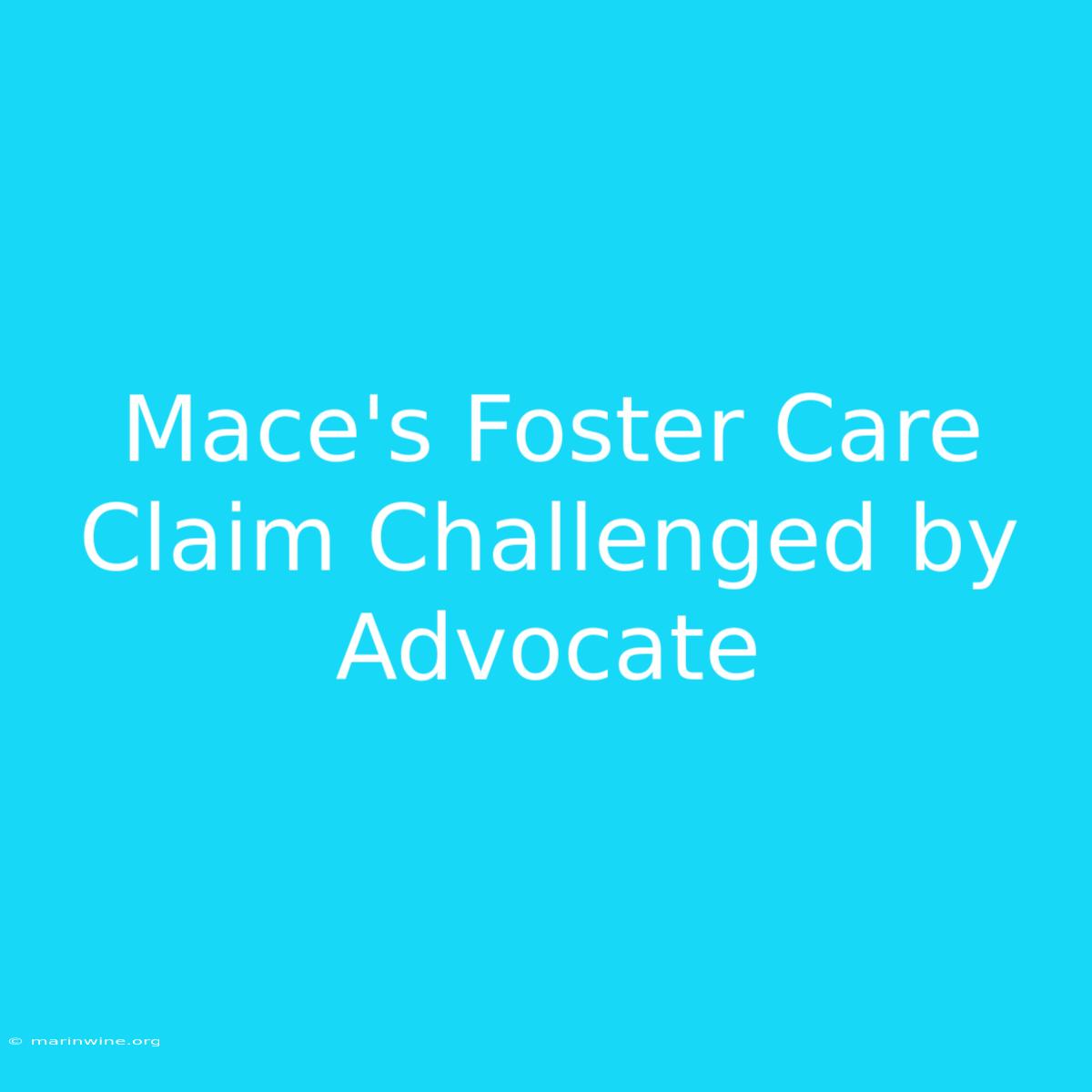 Mace's Foster Care Claim Challenged By Advocate