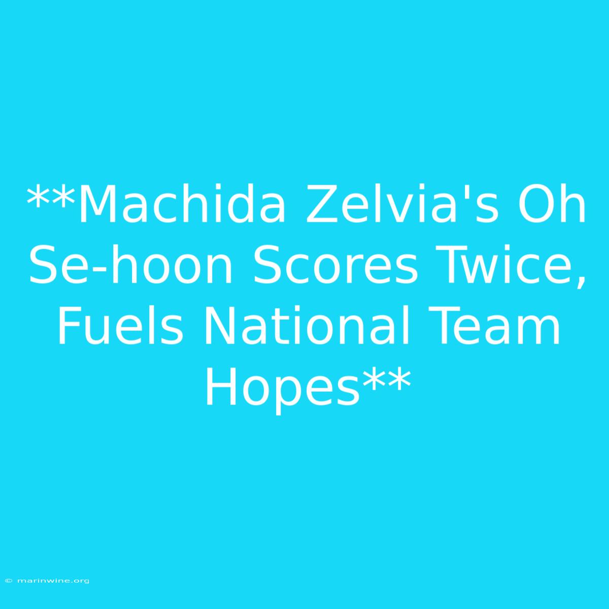 **Machida Zelvia's Oh Se-hoon Scores Twice, Fuels National Team Hopes**