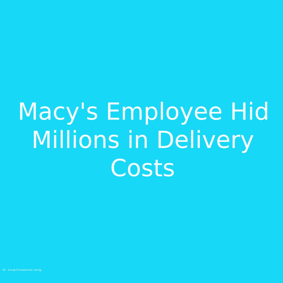 Macy's Employee Hid Millions In Delivery Costs