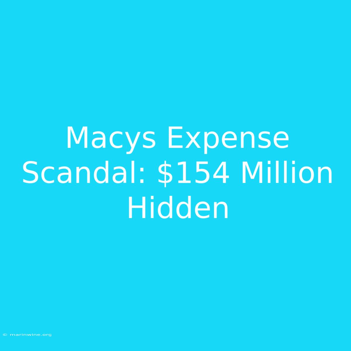 Macys Expense Scandal: $154 Million Hidden