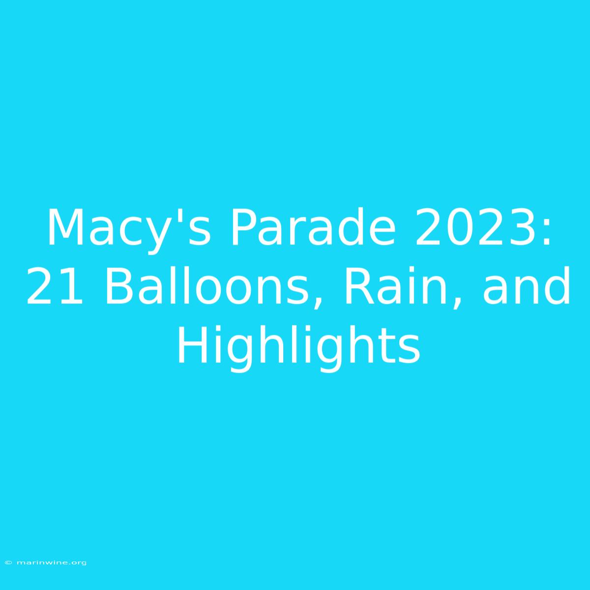 Macy's Parade 2023: 21 Balloons, Rain, And Highlights