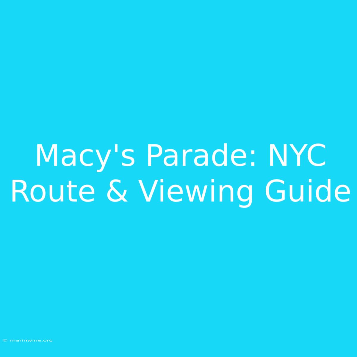 Macy's Parade: NYC Route & Viewing Guide