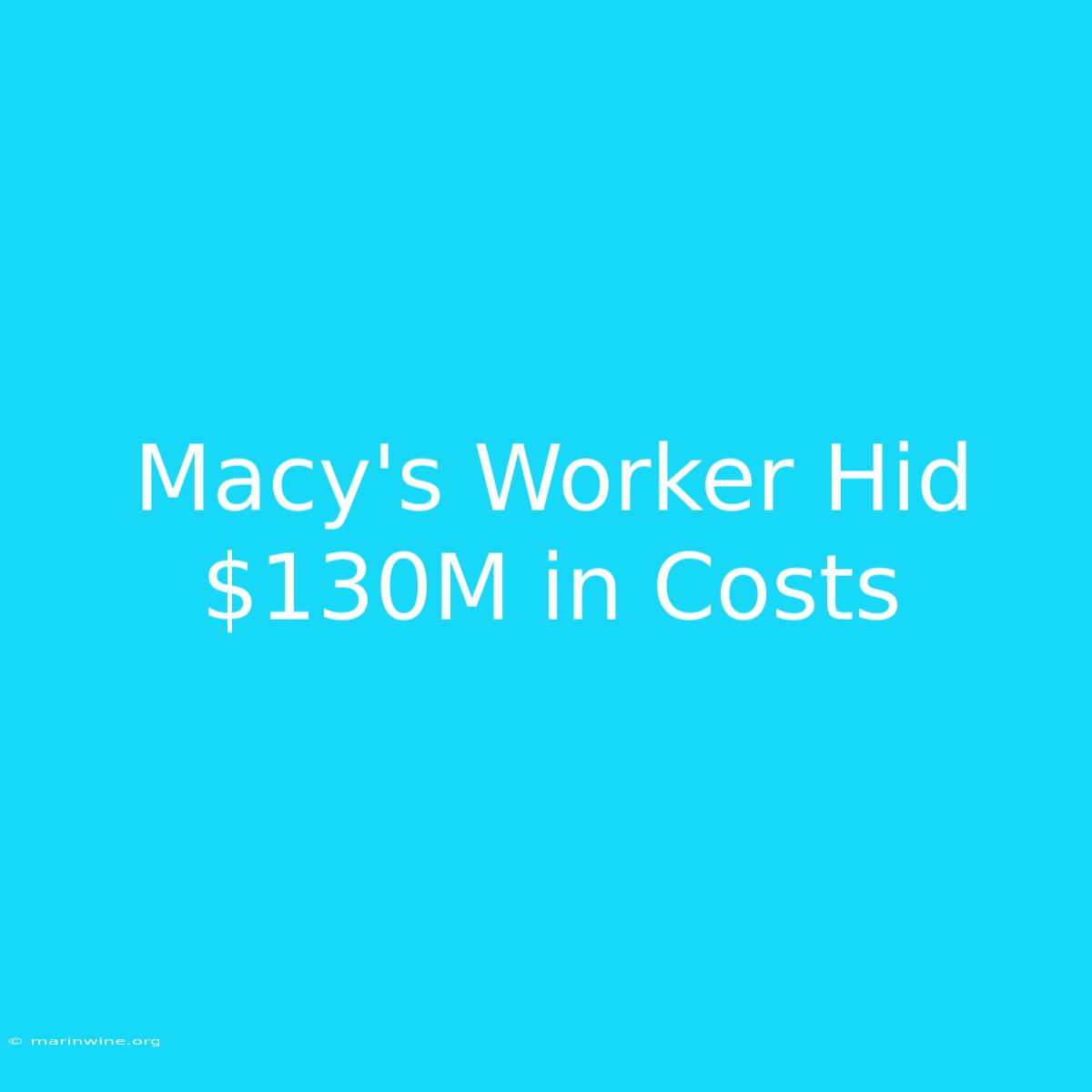 Macy's Worker Hid $130M In Costs