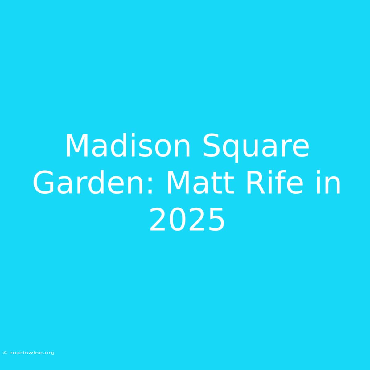 Madison Square Garden: Matt Rife In 2025