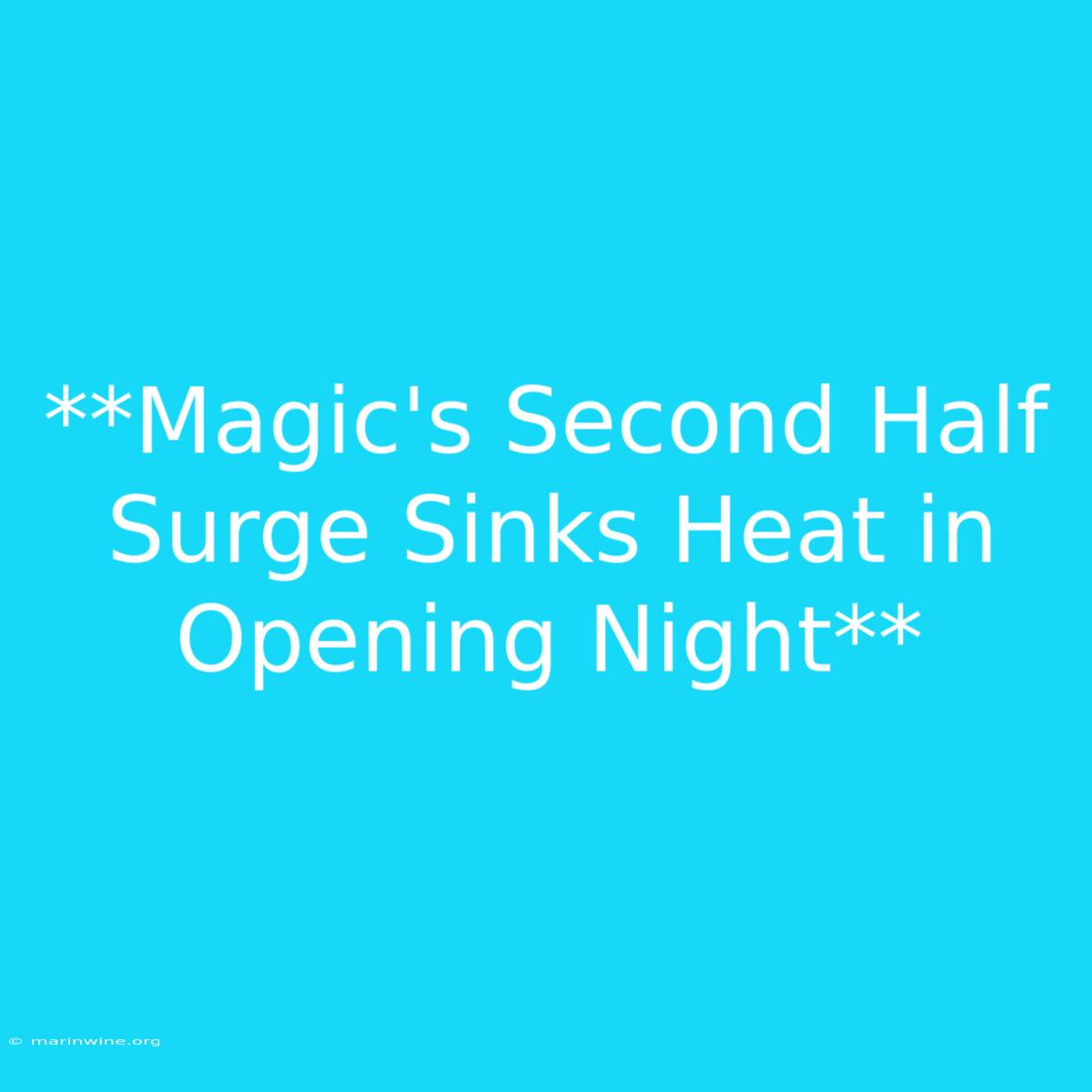 **Magic's Second Half Surge Sinks Heat In Opening Night** 