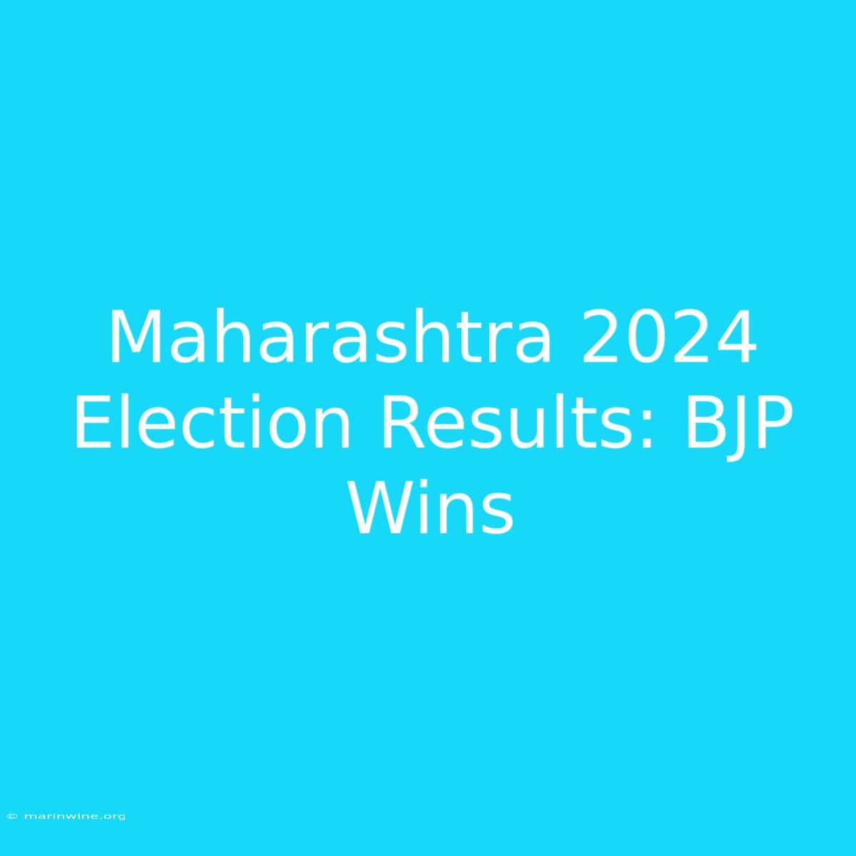 Maharashtra 2024 Election Results: BJP Wins