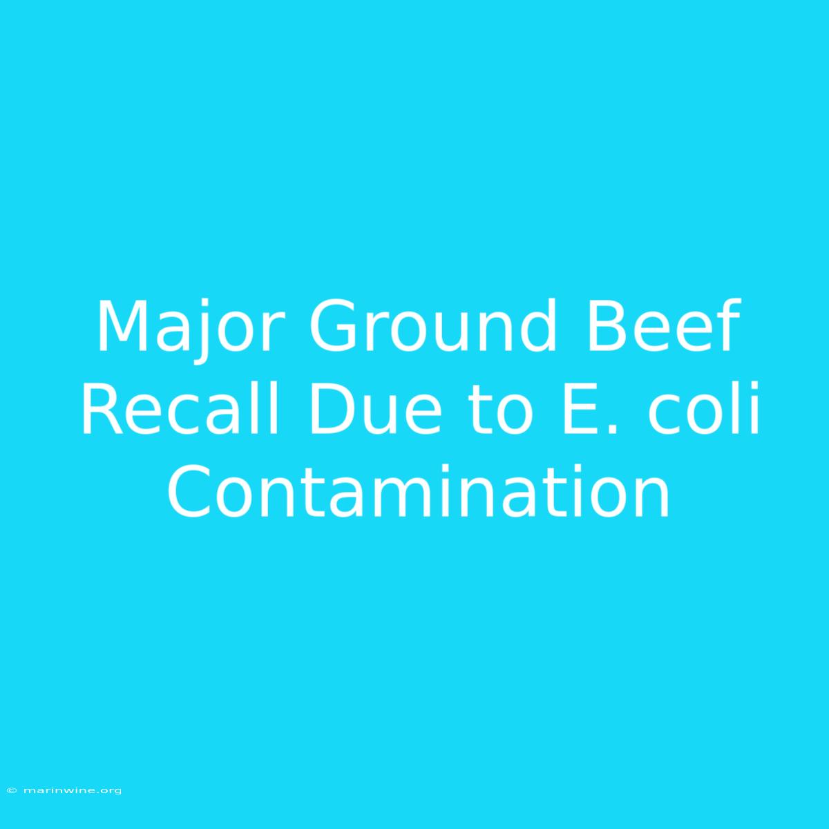 Major Ground Beef Recall Due To E. Coli Contamination