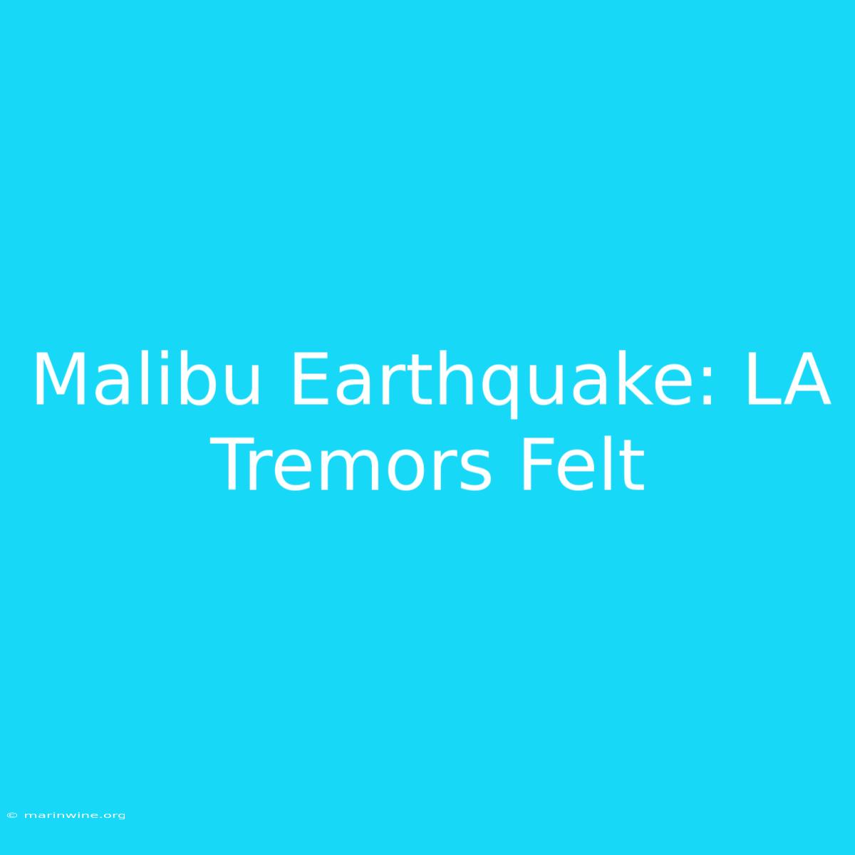 Malibu Earthquake: LA Tremors Felt