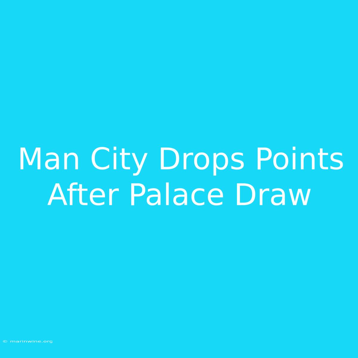 Man City Drops Points After Palace Draw