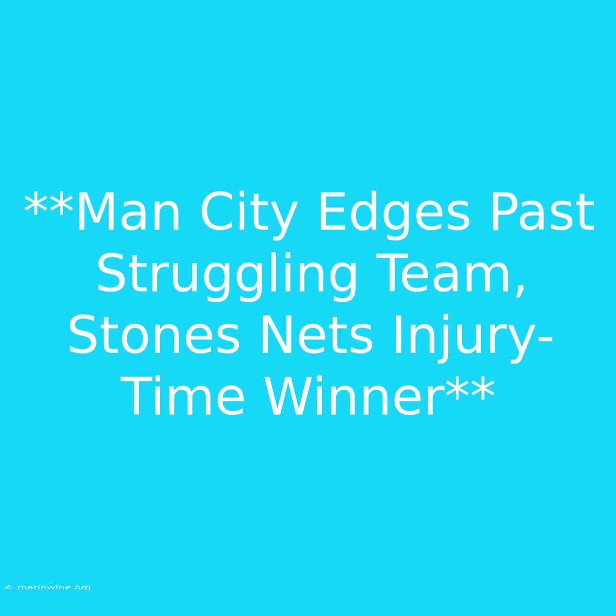 **Man City Edges Past Struggling Team, Stones Nets Injury-Time Winner**