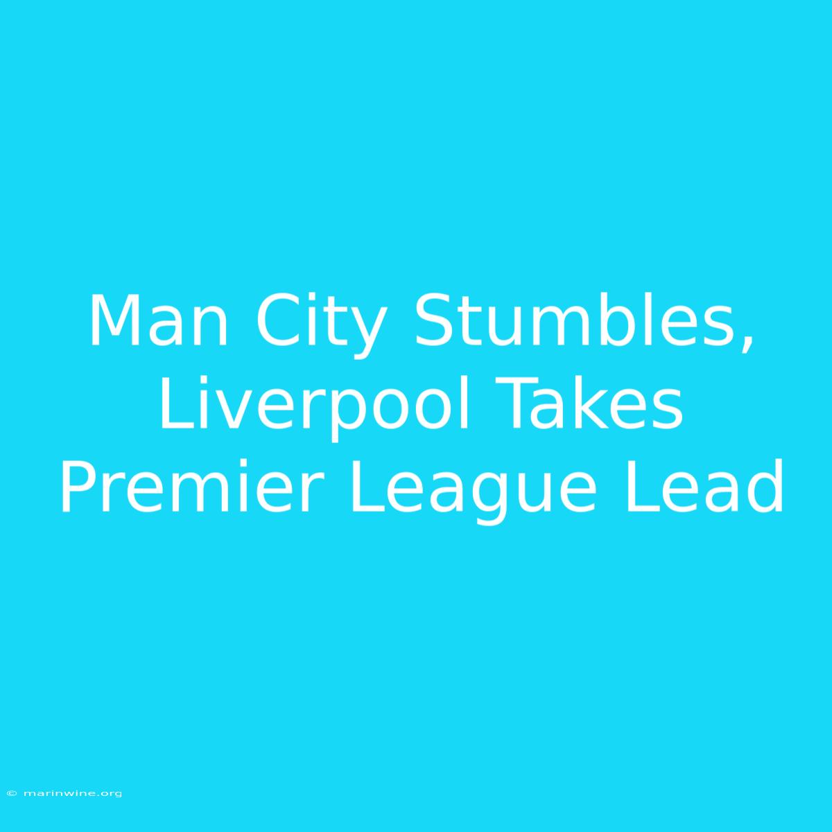 Man City Stumbles, Liverpool Takes Premier League Lead