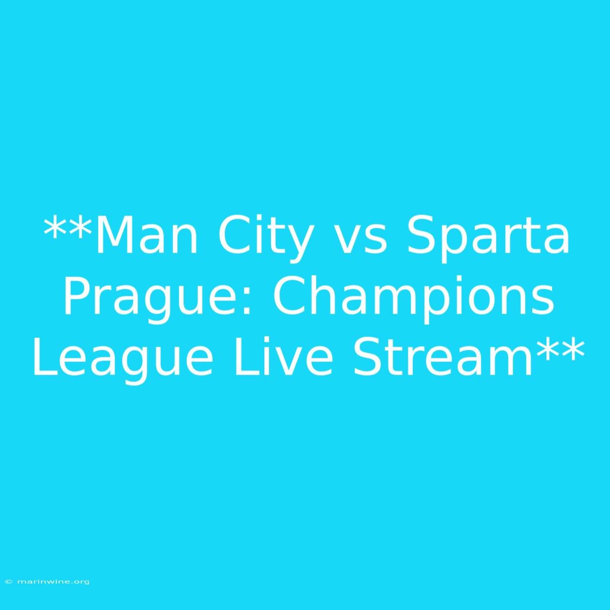 **Man City Vs Sparta Prague: Champions League Live Stream**