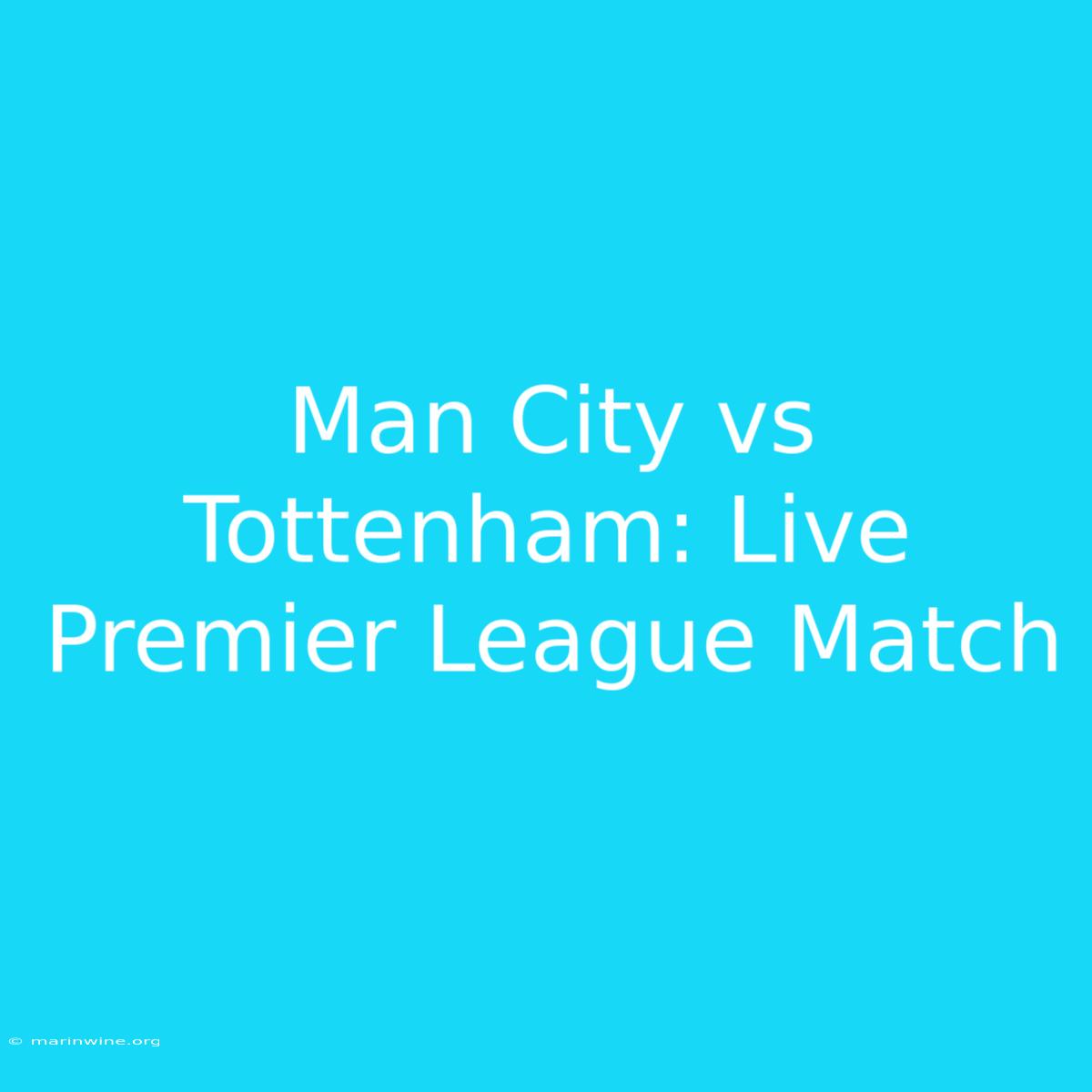 Man City Vs Tottenham: Live Premier League Match