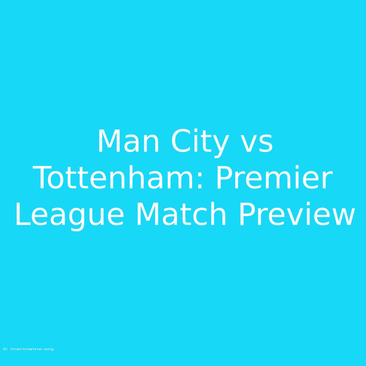 Man City Vs Tottenham: Premier League Match Preview