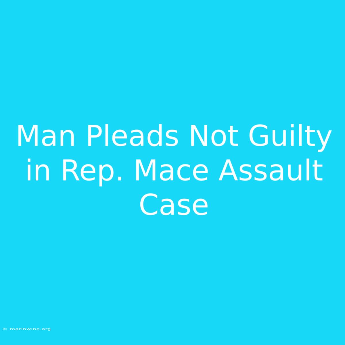 Man Pleads Not Guilty In Rep. Mace Assault Case