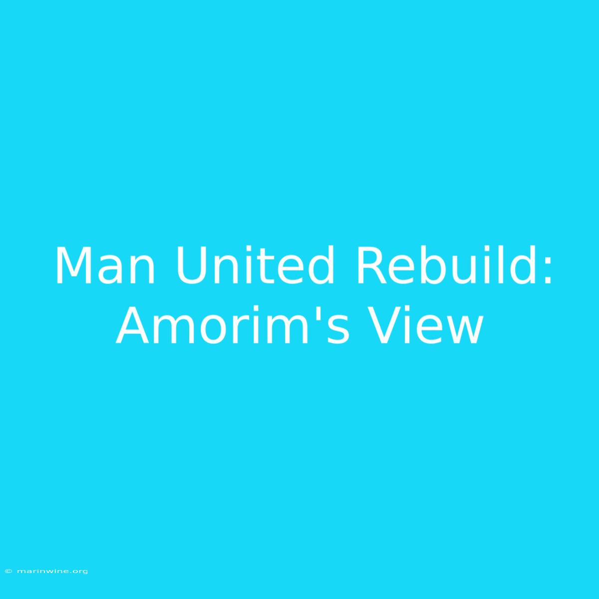 Man United Rebuild: Amorim's View