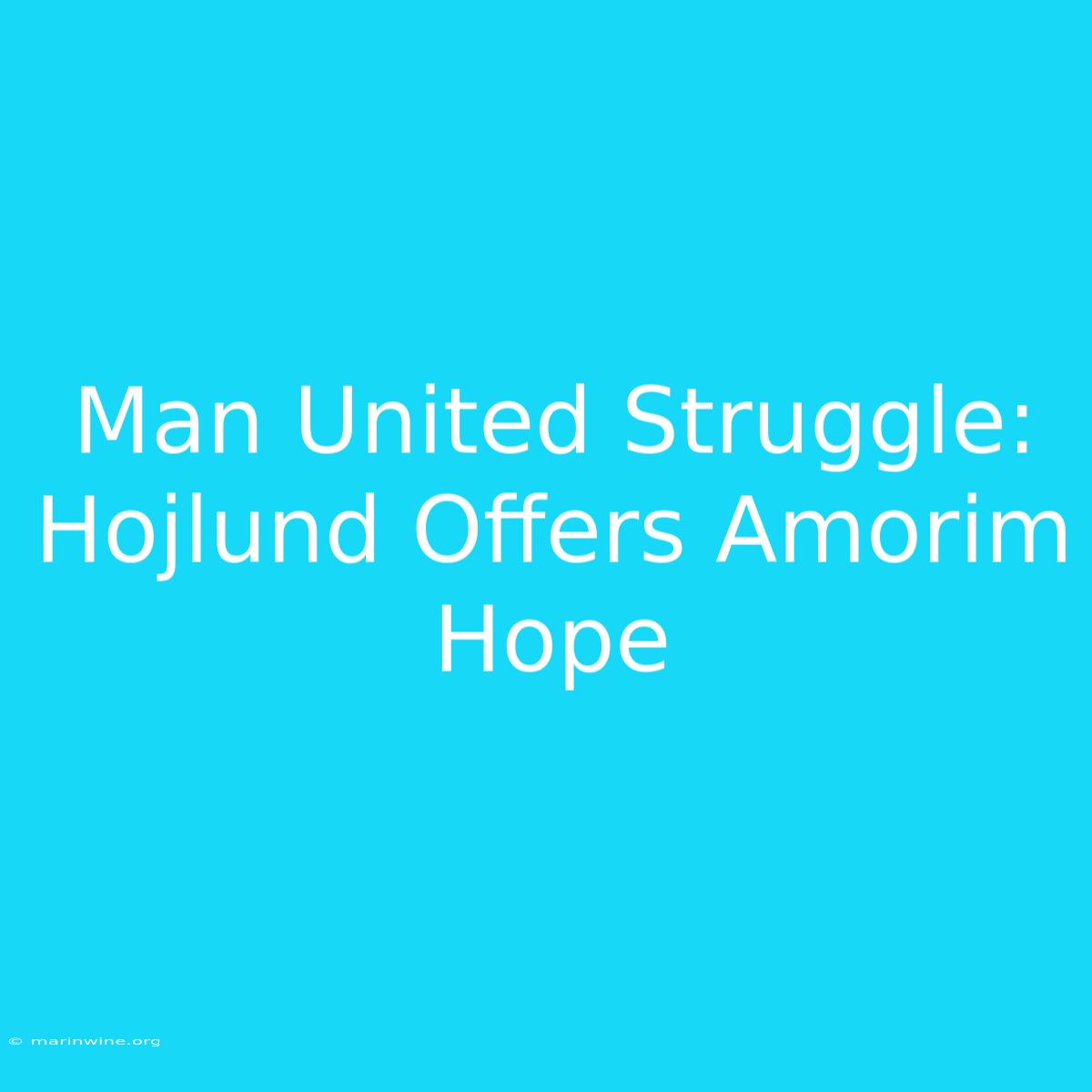 Man United Struggle: Hojlund Offers Amorim Hope