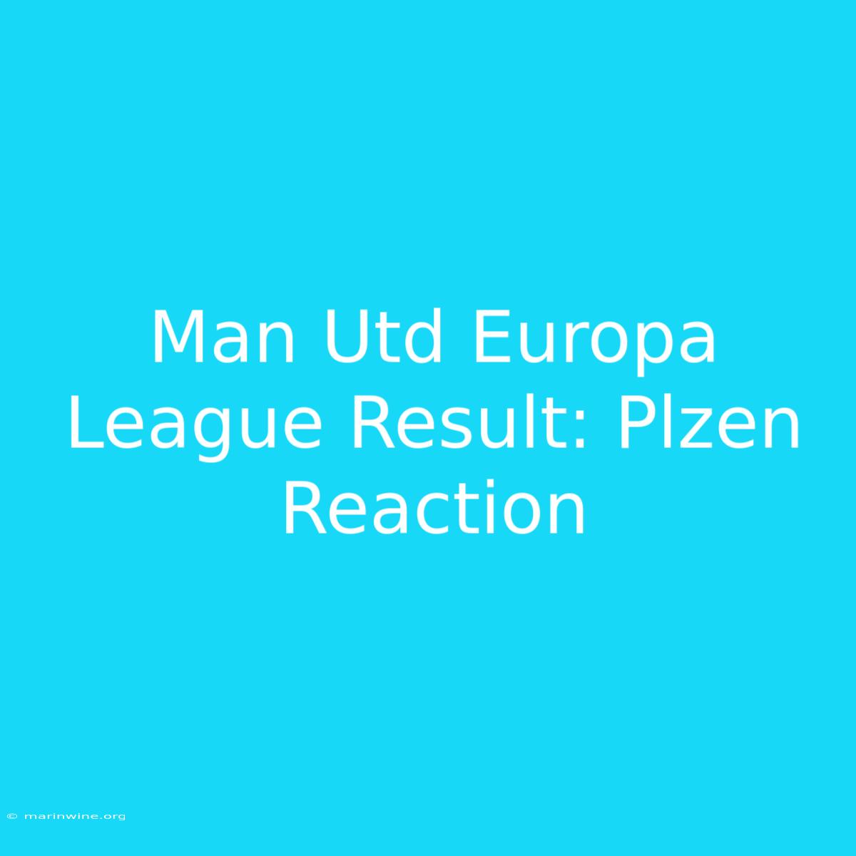 Man Utd Europa League Result: Plzen Reaction