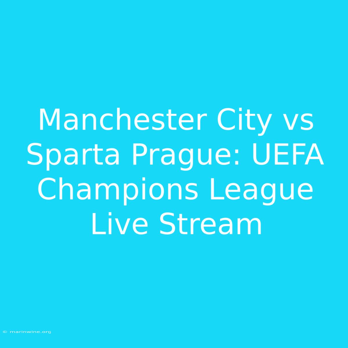 Manchester City Vs Sparta Prague: UEFA Champions League Live Stream