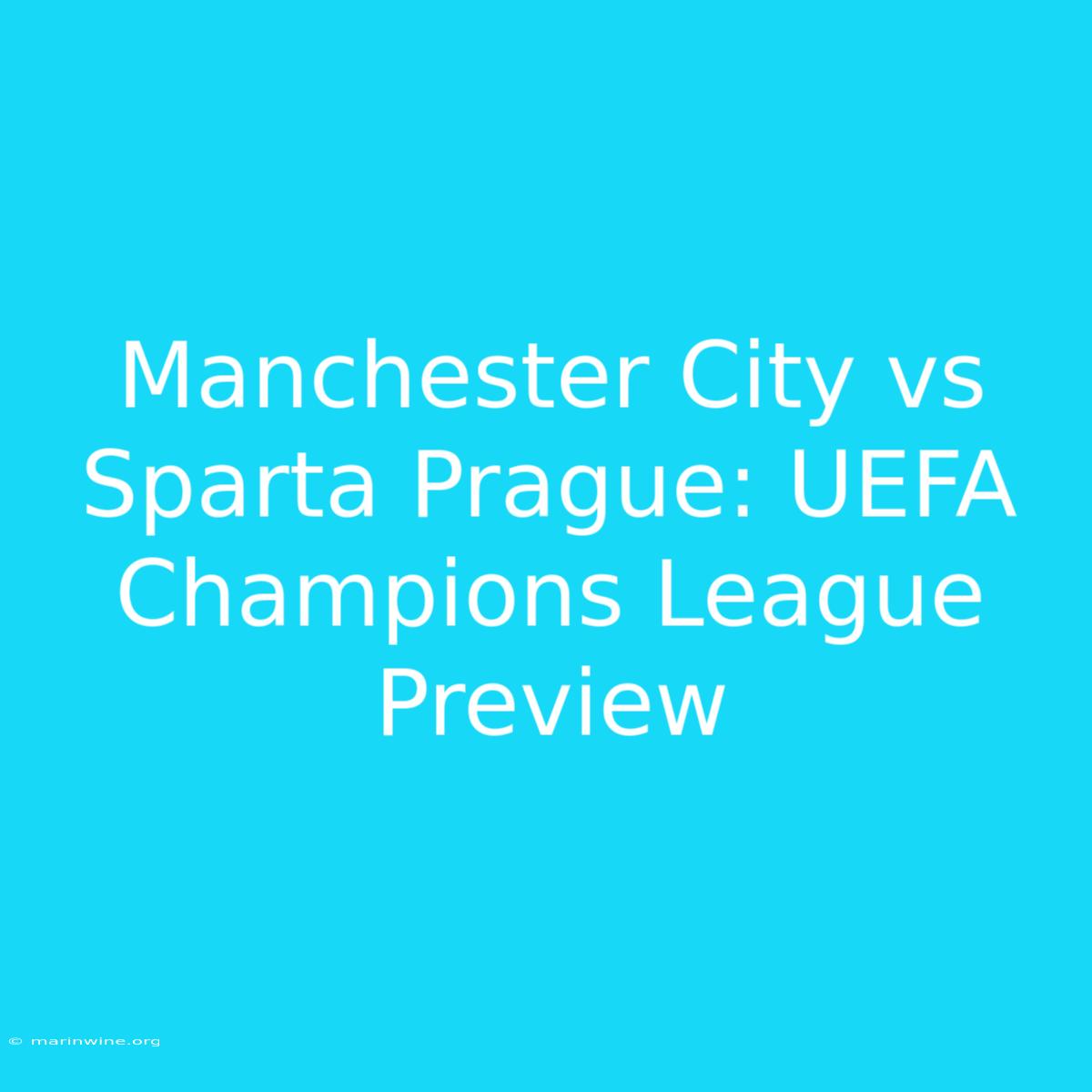 Manchester City Vs Sparta Prague: UEFA Champions League Preview 