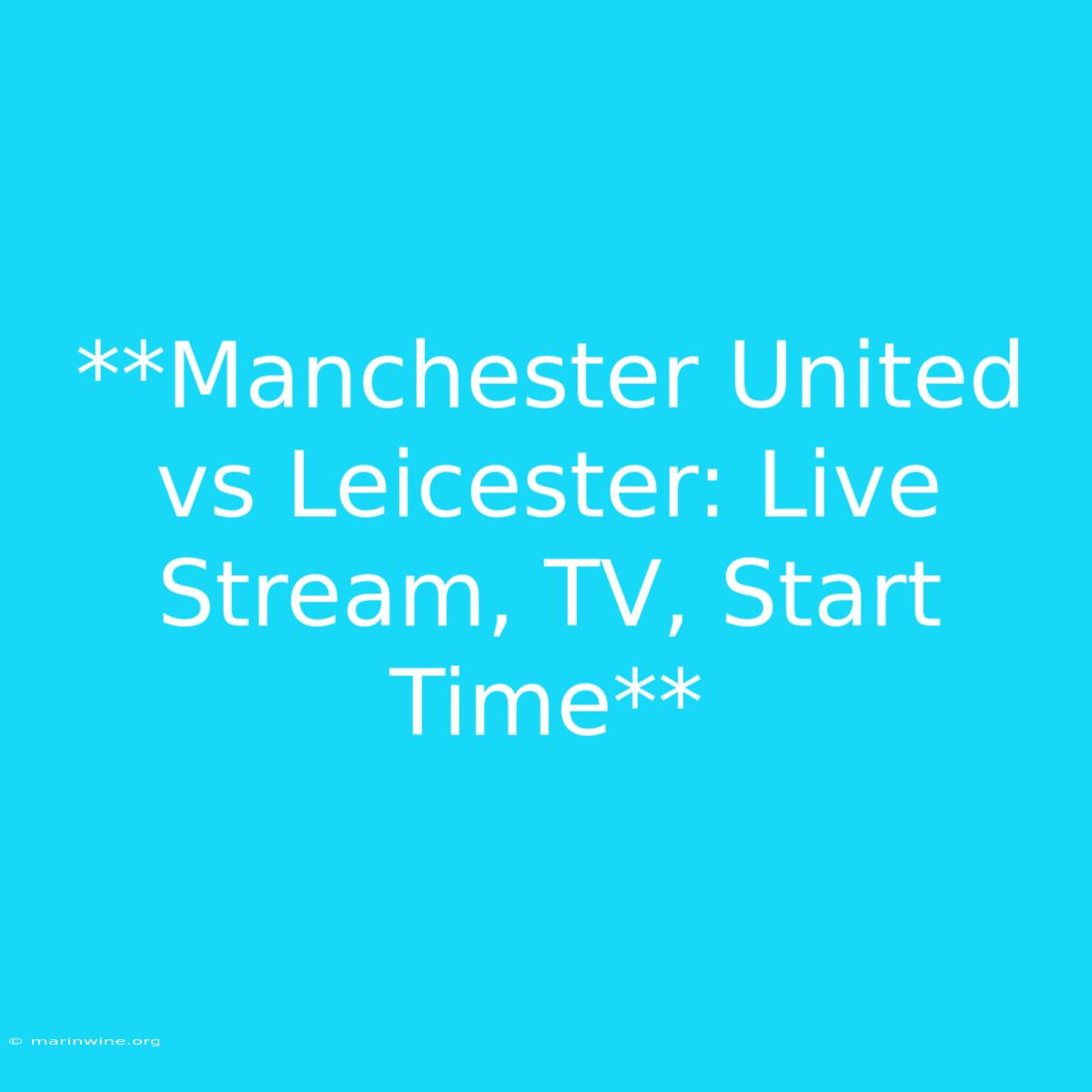 **Manchester United Vs Leicester: Live Stream, TV, Start Time**