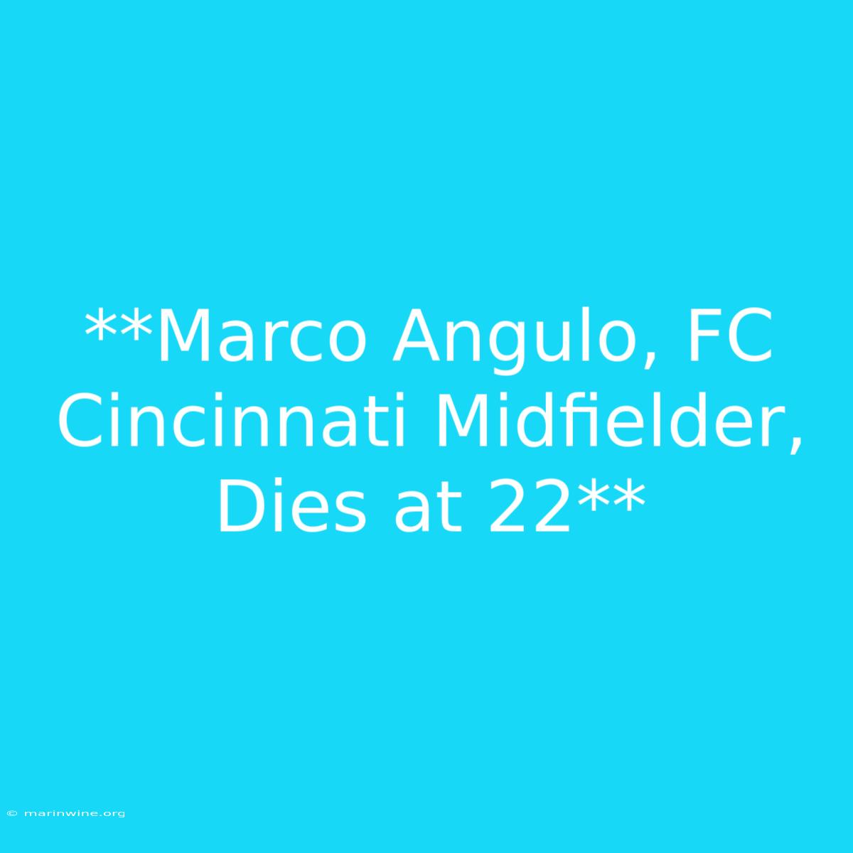 **Marco Angulo, FC Cincinnati Midfielder, Dies At 22**