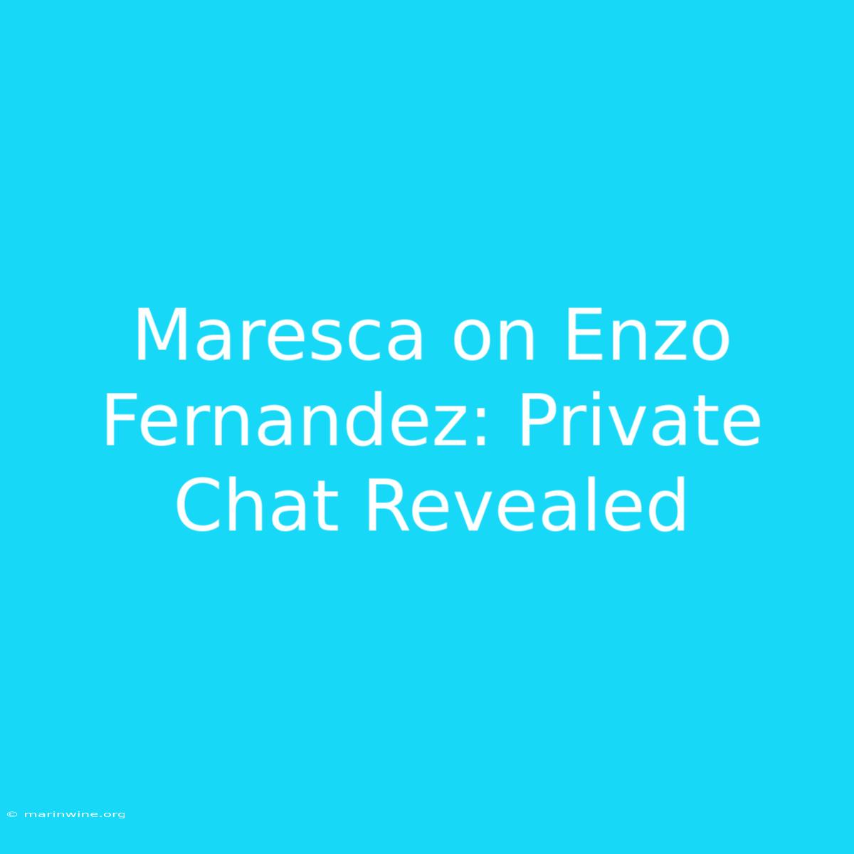 Maresca On Enzo Fernandez: Private Chat Revealed