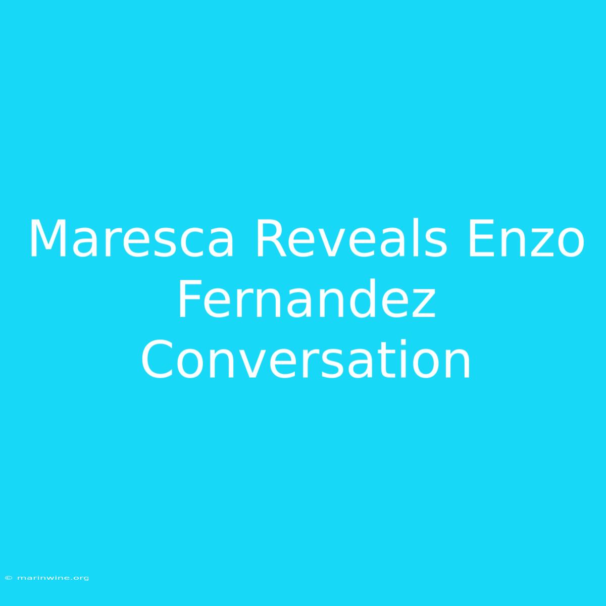 Maresca Reveals Enzo Fernandez Conversation