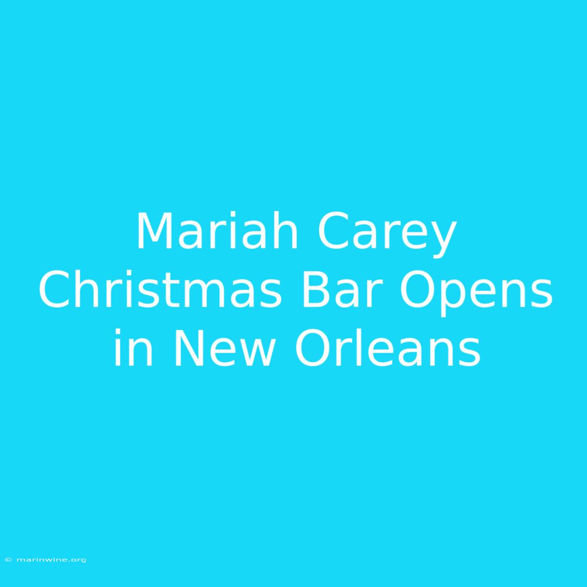 Mariah Carey Christmas Bar Opens In New Orleans