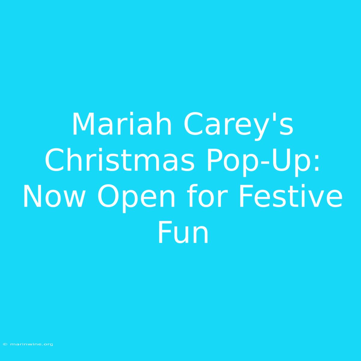 Mariah Carey's Christmas Pop-Up: Now Open For Festive Fun 