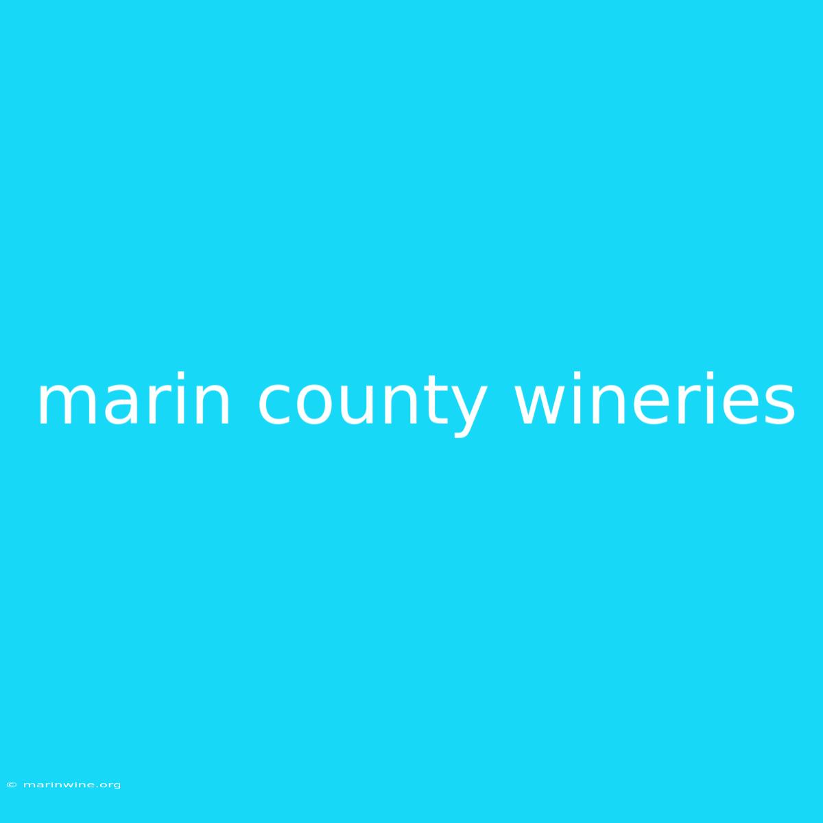 Marin County Wineries