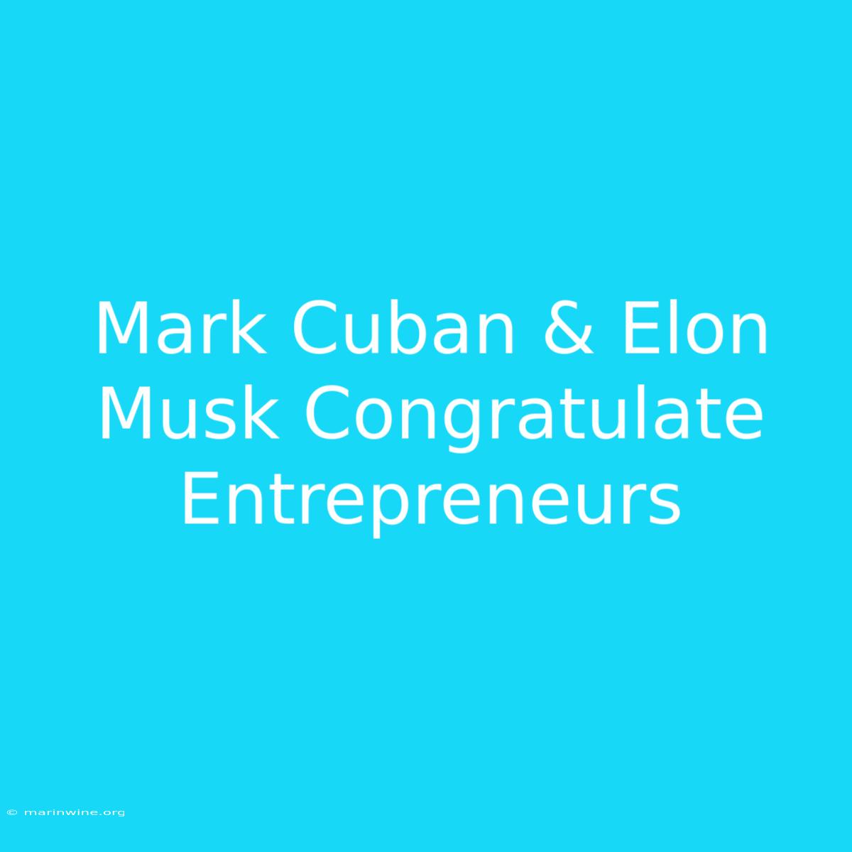 Mark Cuban & Elon Musk Congratulate Entrepreneurs