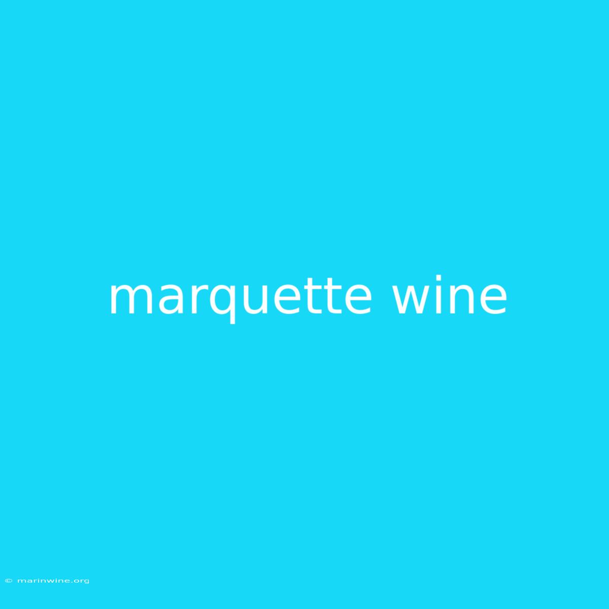 Marquette Wine