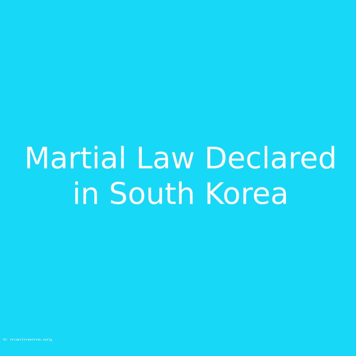 Martial Law Declared In South Korea