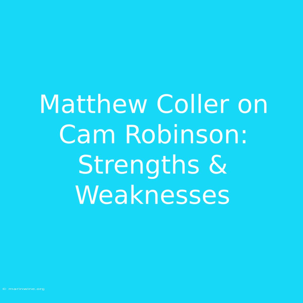 Matthew Coller On Cam Robinson: Strengths & Weaknesses