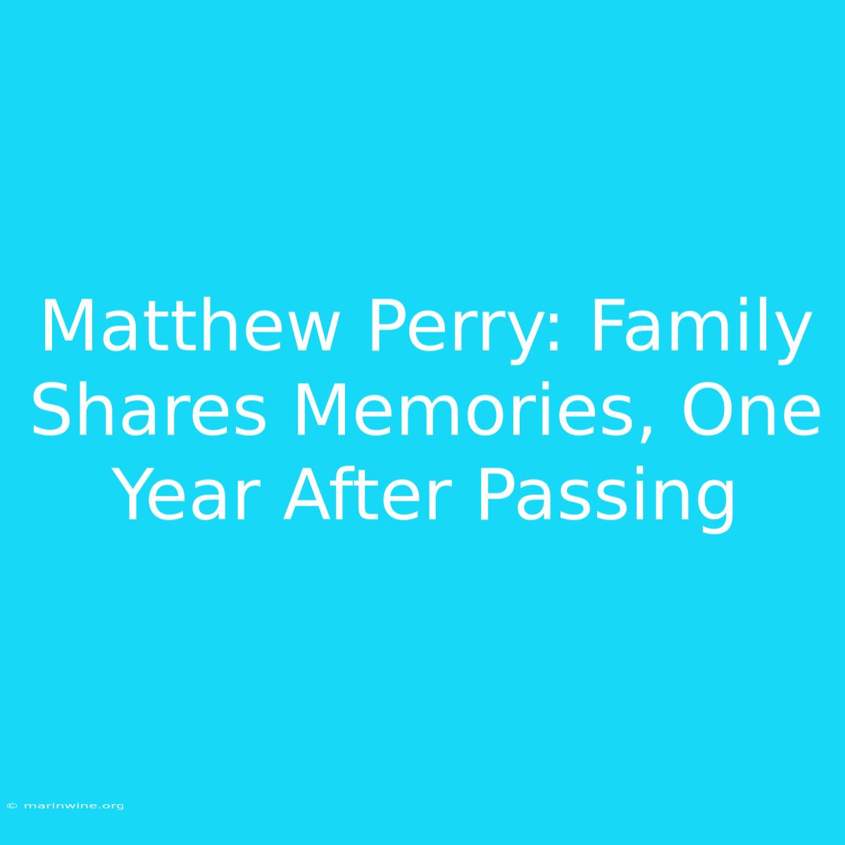 Matthew Perry: Family Shares Memories, One Year After Passing 