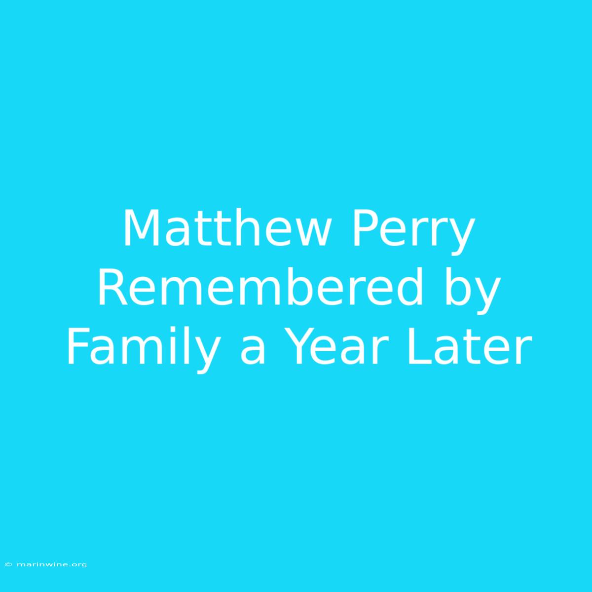 Matthew Perry Remembered By Family A Year Later