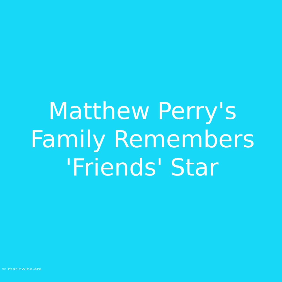 Matthew Perry's Family Remembers 'Friends' Star