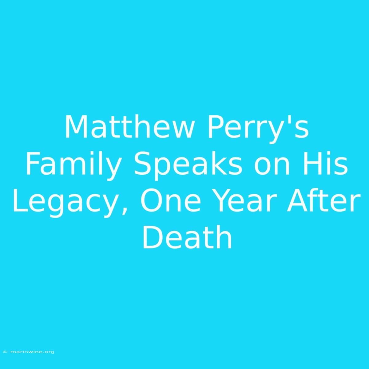 Matthew Perry's Family Speaks On His Legacy, One Year After Death