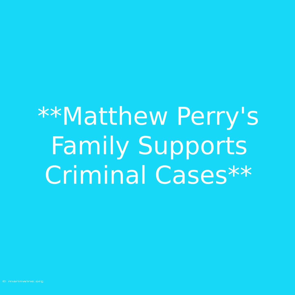 **Matthew Perry's Family Supports Criminal Cases**