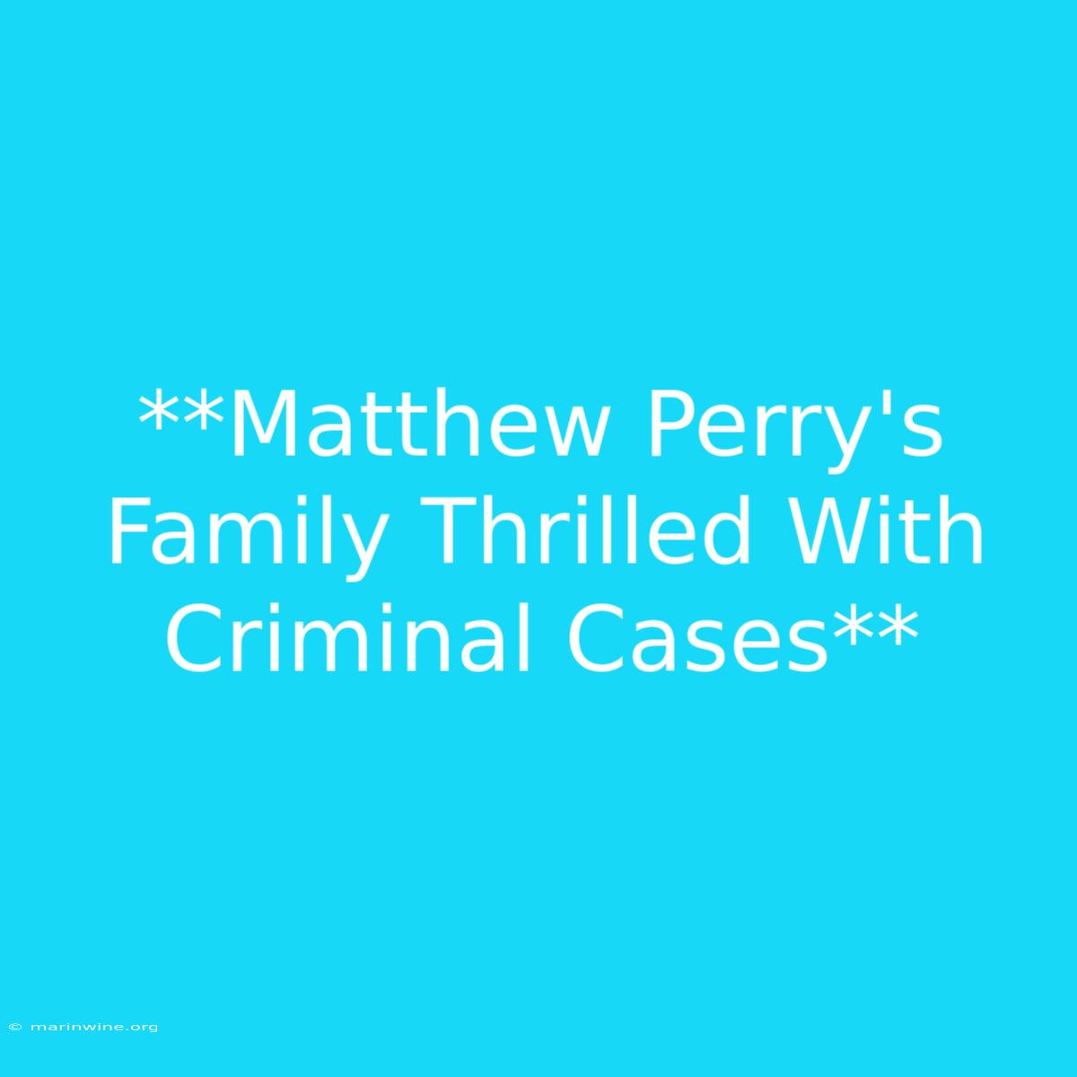 **Matthew Perry's Family Thrilled With Criminal Cases** 