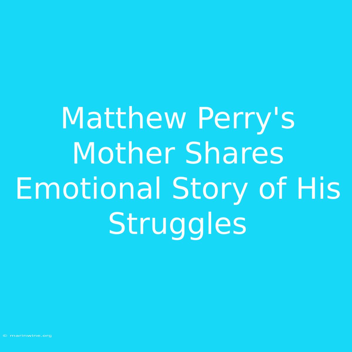 Matthew Perry's Mother Shares Emotional Story Of His Struggles