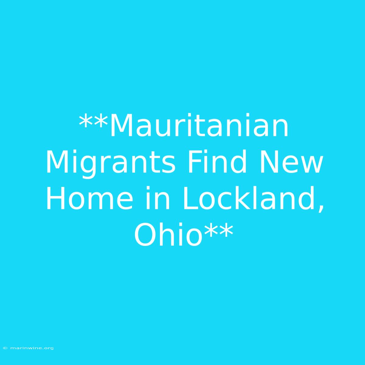 **Mauritanian Migrants Find New Home In Lockland, Ohio** 