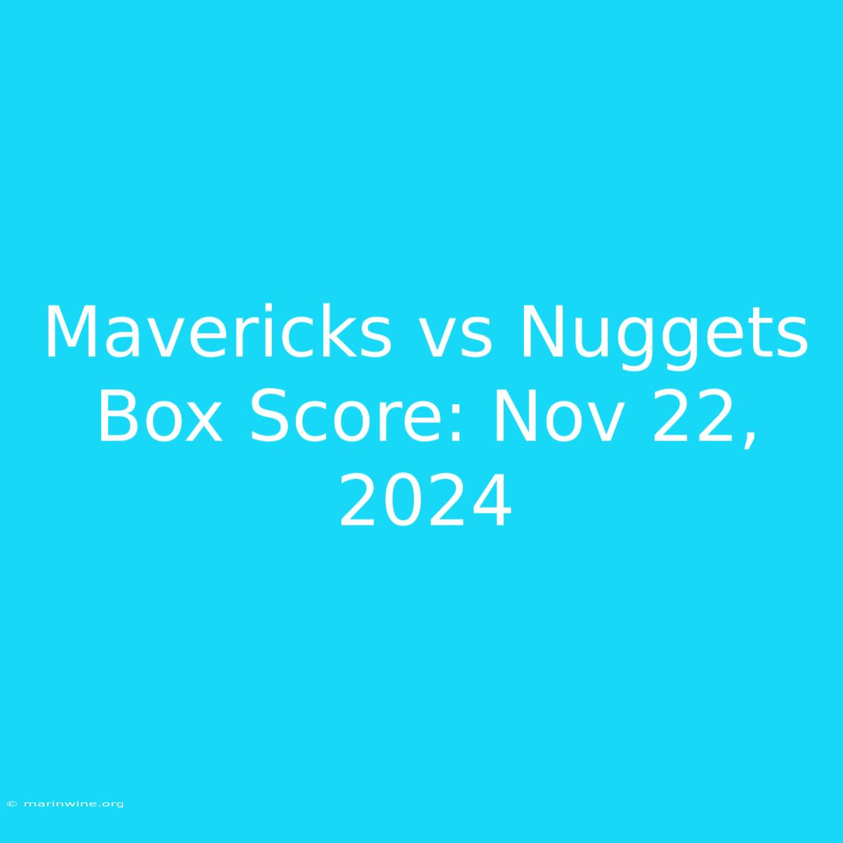 Mavericks Vs Nuggets Box Score: Nov 22, 2024