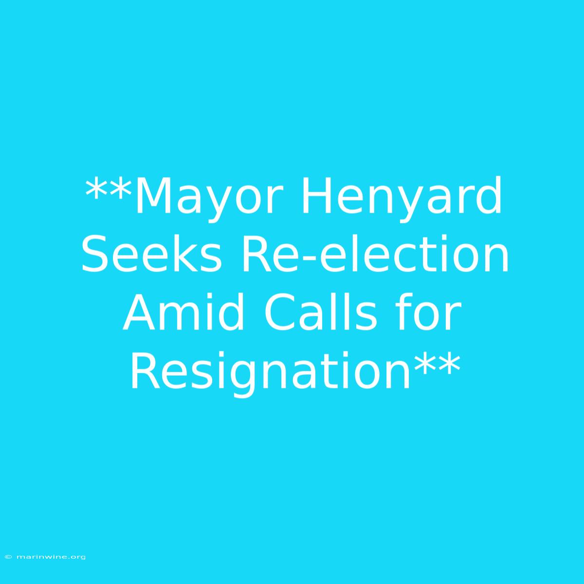 **Mayor Henyard Seeks Re-election Amid Calls For Resignation**