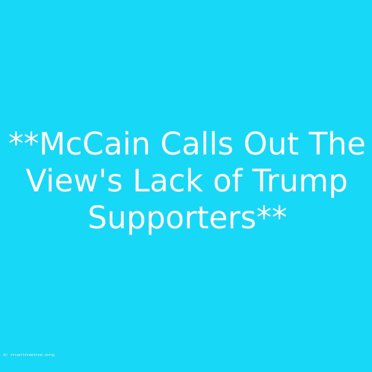 **McCain Calls Out The View's Lack Of Trump Supporters**